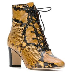 Tory Burch Runway Vienna 70mm Lace-Up Stamped Snake Printed Leather Boot